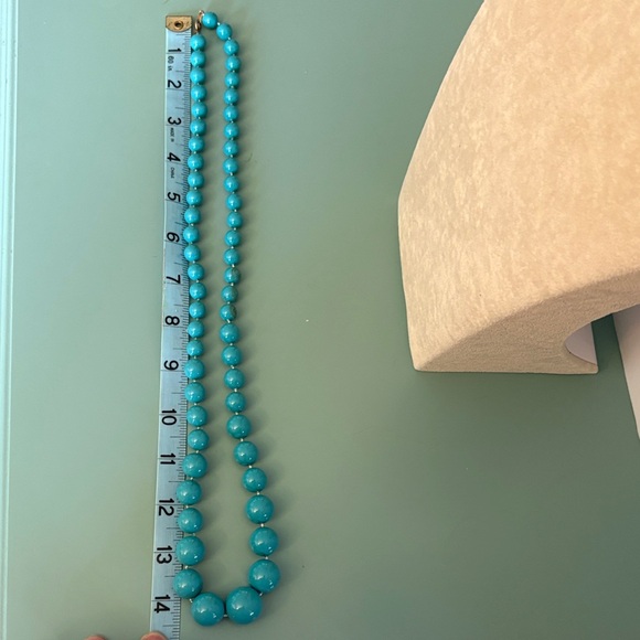 Vintage Style Turquoise Color Beaded Necklace Graduated Beads 28" - Picture 5 of 5